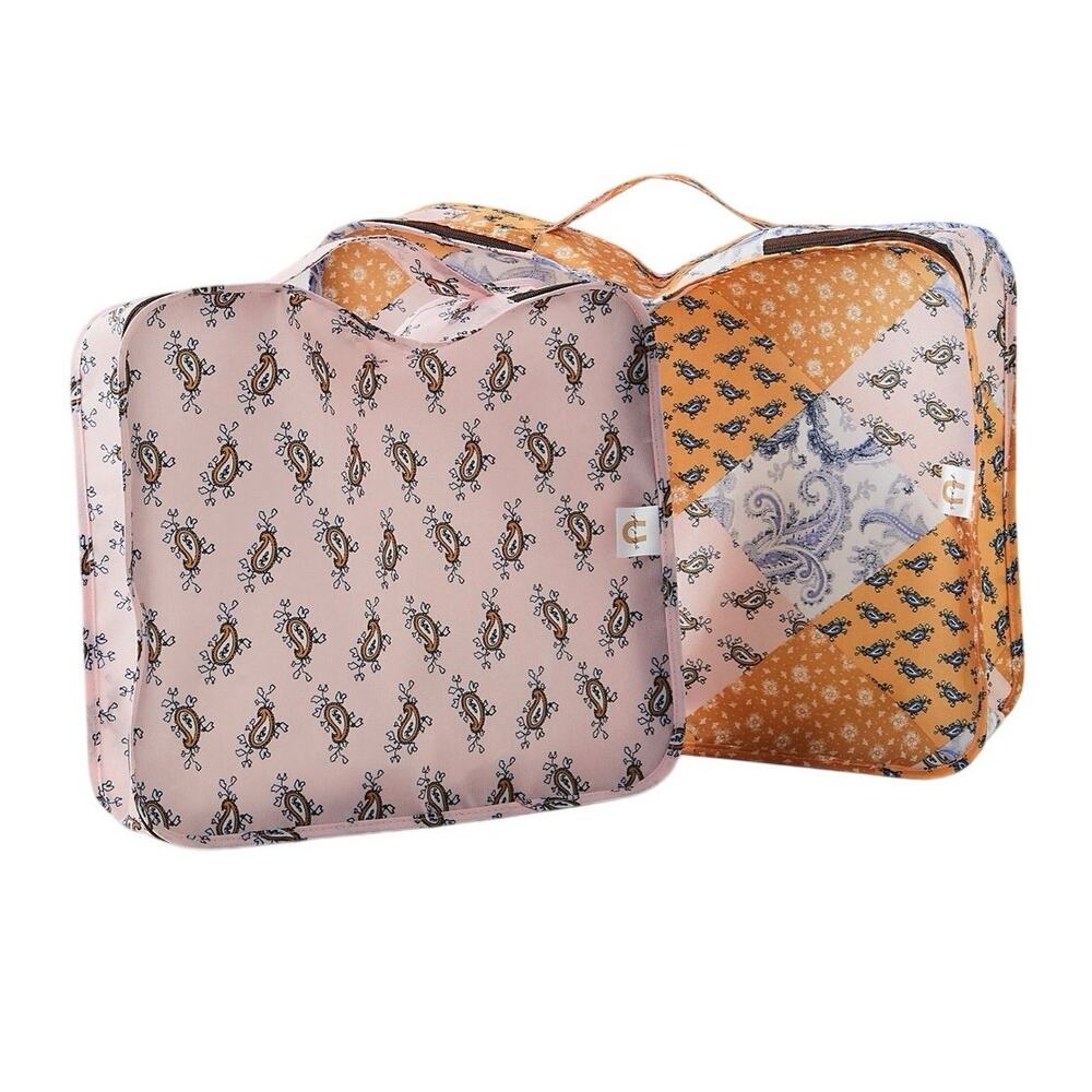 Free People x Understated Leather Paisley Packing Cubes 2pc Boho Travel Set